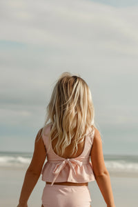 INDIE BLUE SWIM Flutter Tankini Set (soft pink ribbed)