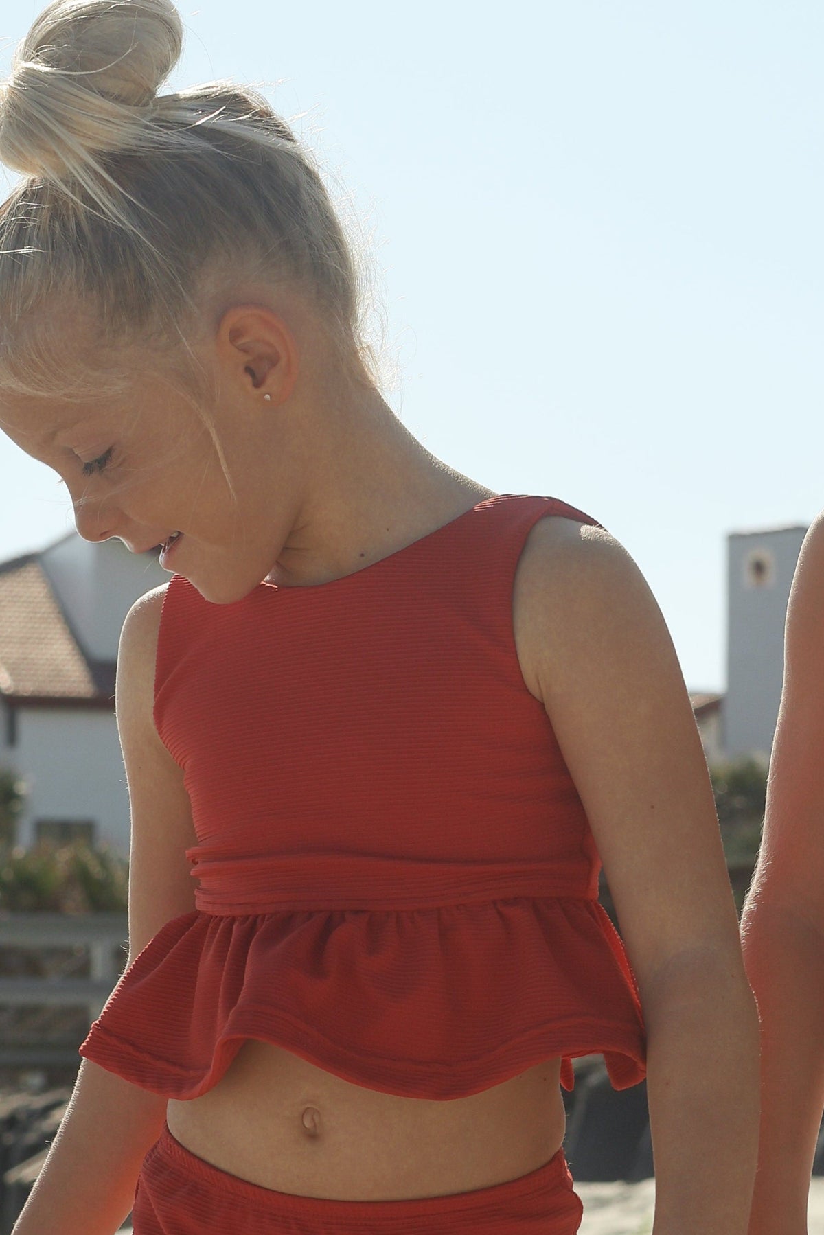 INDIE BLUE SWIM Flutter Tankini Set (brick ribbed)