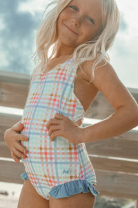 LB Swimwear Crossback One Piece (plaid)