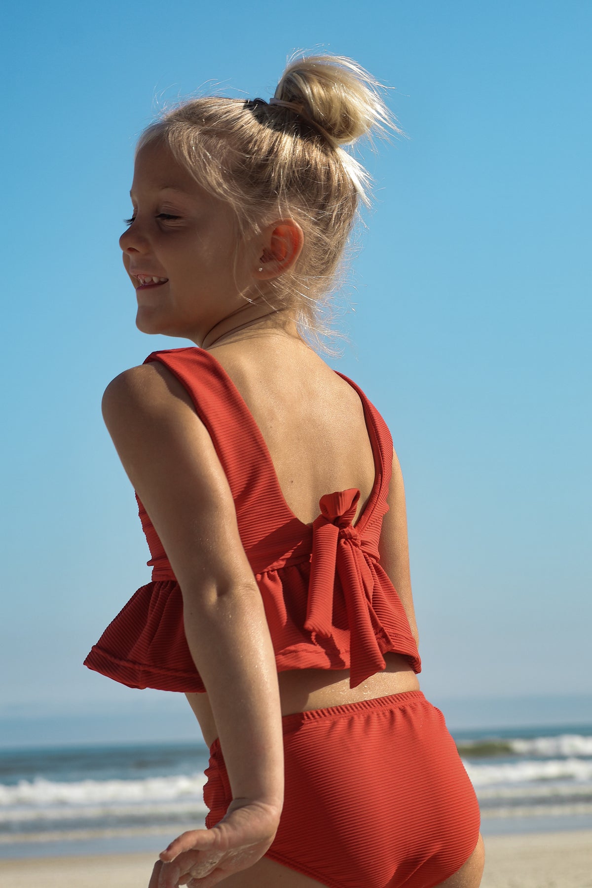 INDIE BLUE SWIM Flutter Tankini Set (brick ribbed)