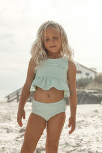 INDIE BLUE SWIM Flutter Tankini Set (mint ribbed)