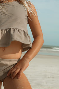 INDIE BLUE SWIM Flutter Tankini Set (ash ribbed)