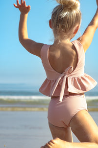 INDIE BLUE SWIM Flutter Tankini Set (soft pink ribbed)