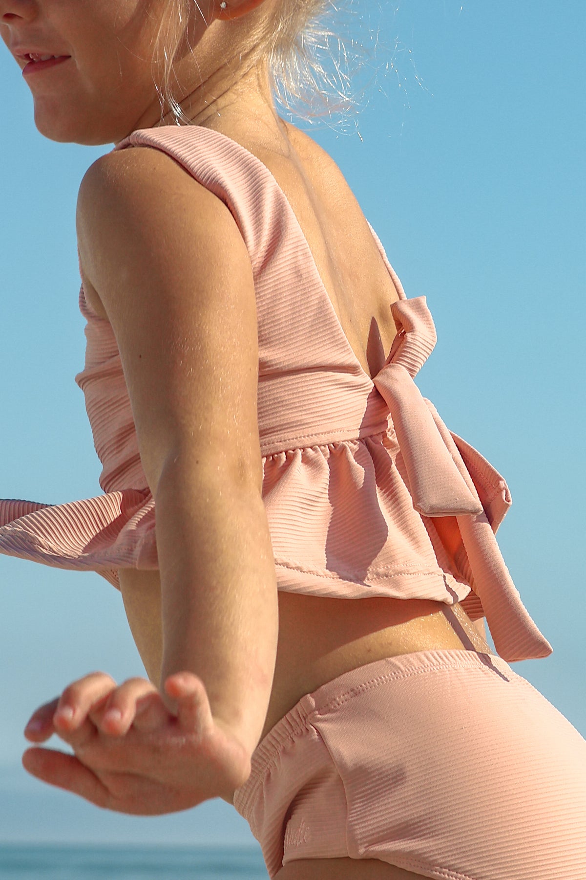 INDIE BLUE SWIM Flutter Tankini Set (soft pink ribbed)