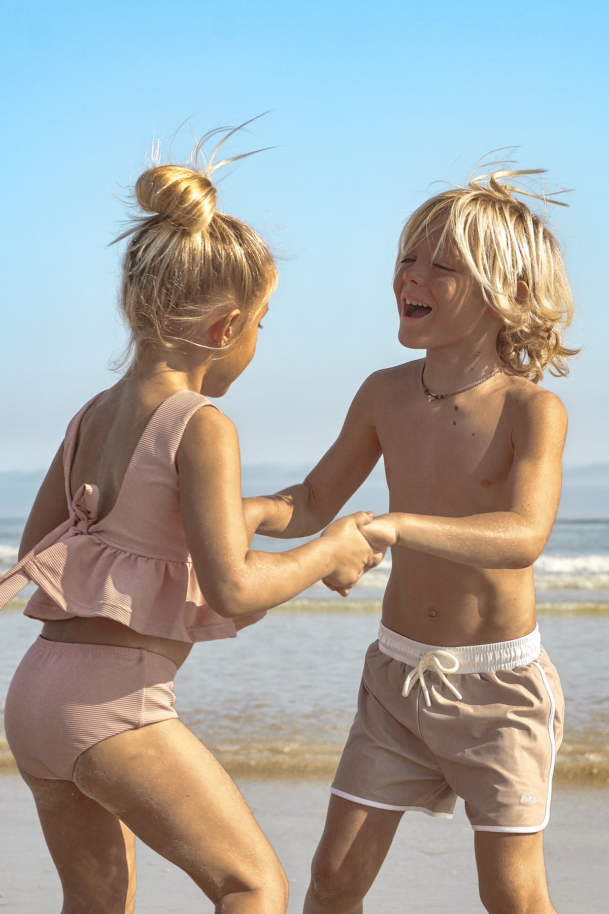 INDIE BLUE SWIM Flutter Tankini Set (soft pink ribbed)