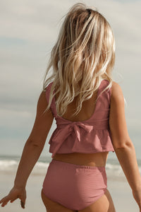 INDIE BLUE SWIM Flutter Tankini Set (petal ribbed)