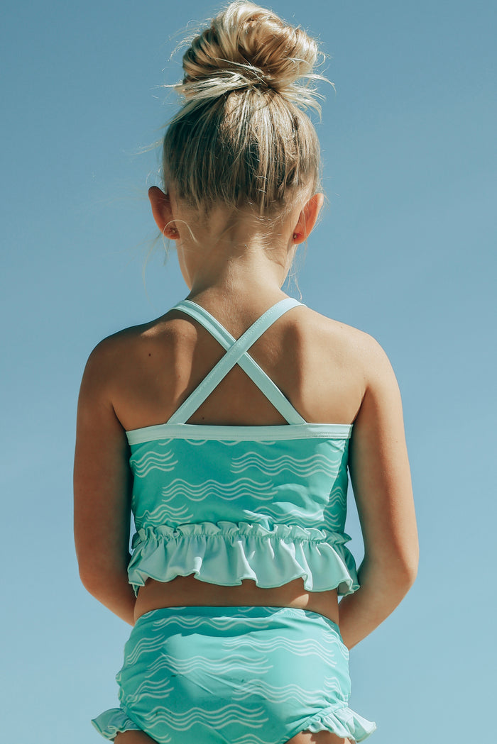 LB Girl's Swim Tankini Set (aqua waves)