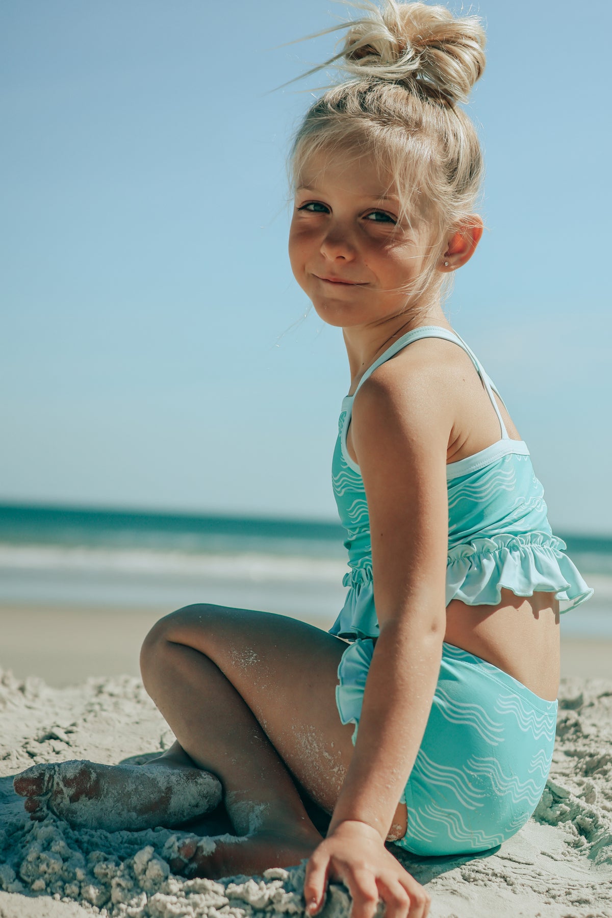 LB Girl's Swim Tankini Set (aqua waves)