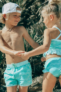 LB Boy's Swim Surf Shorts (aqua waves)