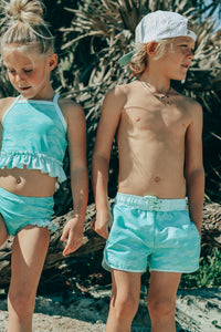 LB Boy's Swim Surf Shorts (aqua waves)
