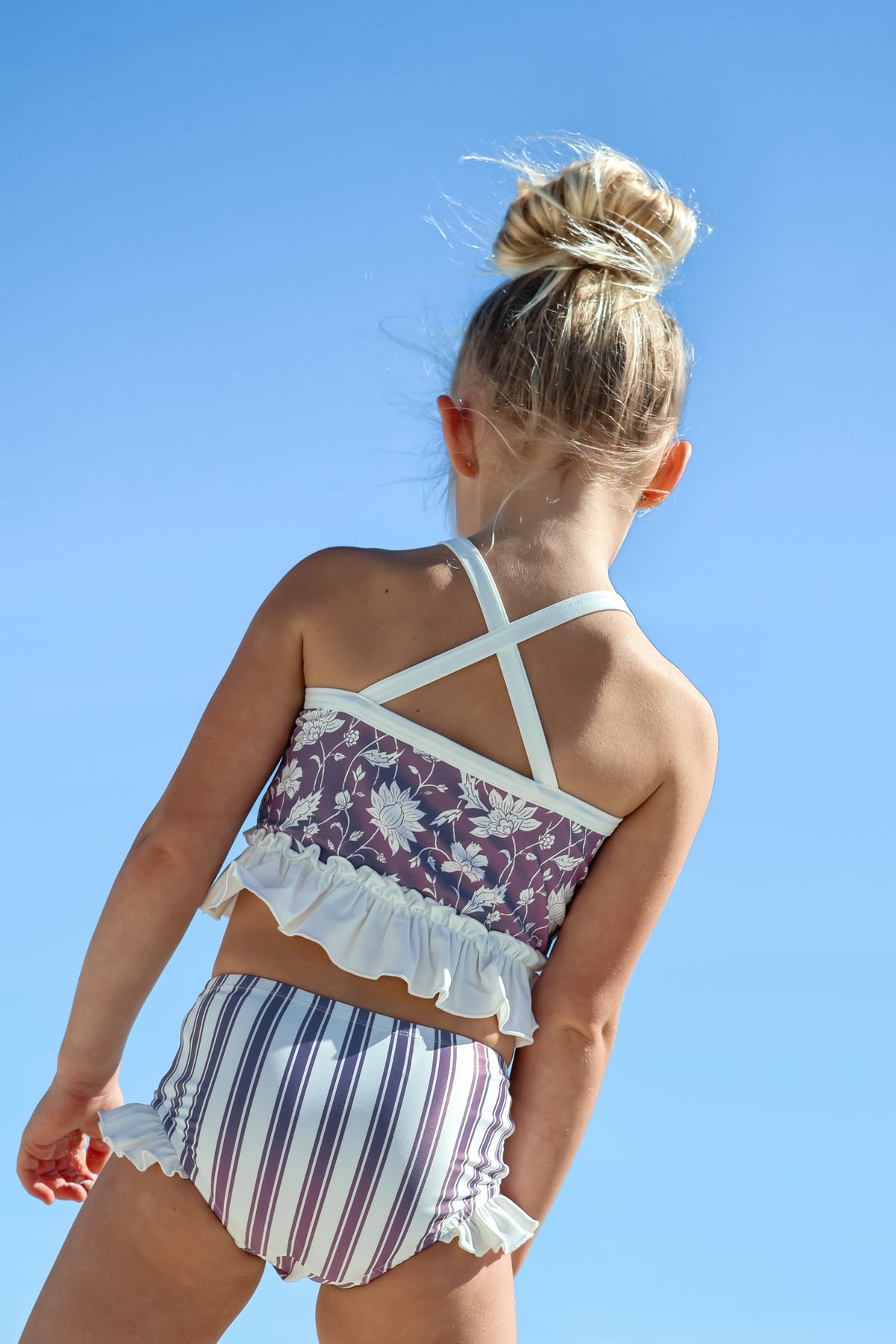 LB Girl's Swim Tankini Set (lilac blooms)