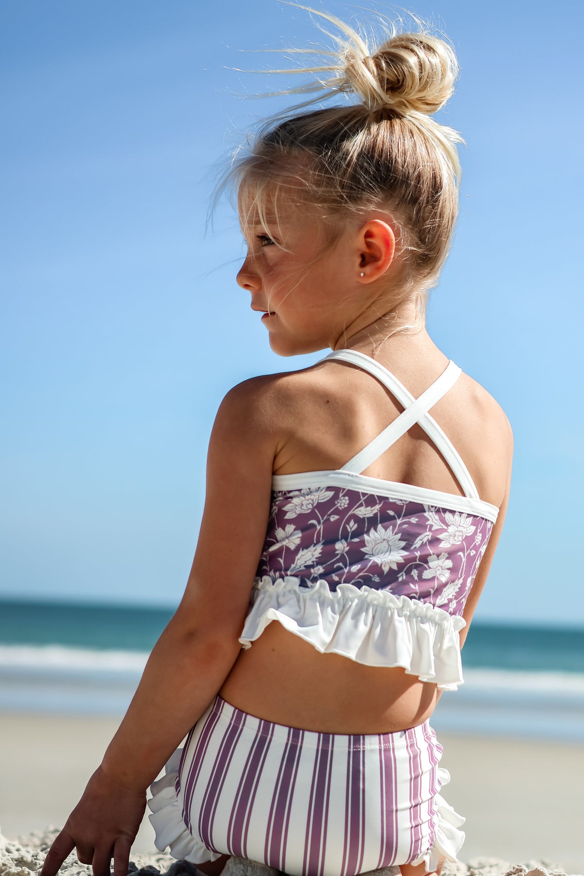 LB Girl's Swim Tankini Set (lilac blooms)