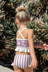 LB Girl's Swim Tankini Set (lilac blooms)