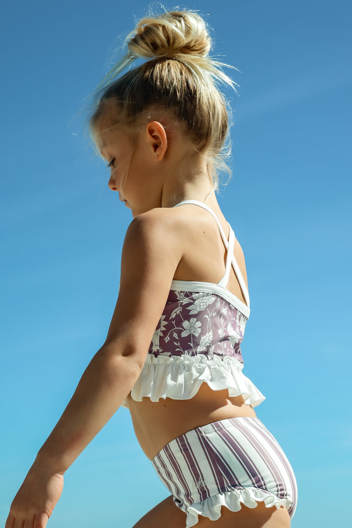LB Girl's Swim Tankini Set (lilac blooms)