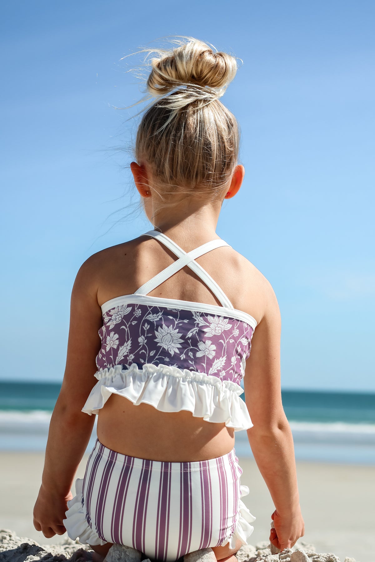LB Girl's Swim Tankini Set (lilac blooms)