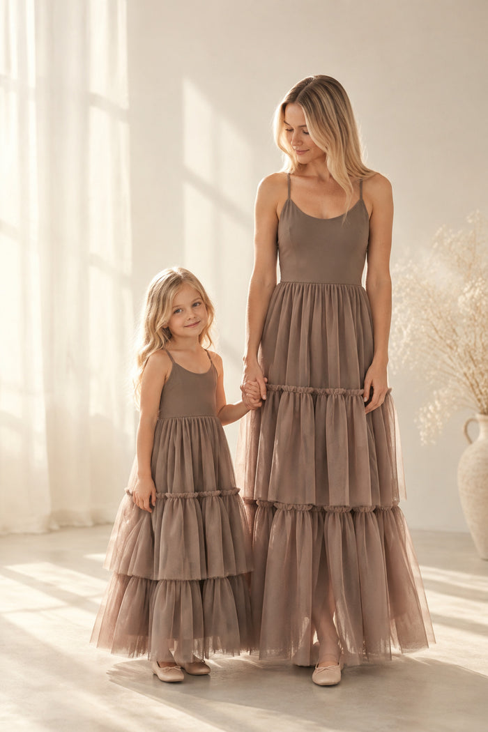 SS Girl's Dress Wendy Dress (mocha tulle)