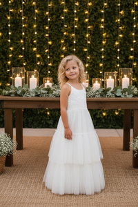 SS Girl's Dress Wendy Embroidered Dress (white tulle)