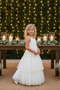 SS Girl's Dress Wendy Embroidered Dress (white tulle)
