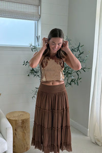 SS Women's Top Women's Faye Halter (cocoa sequin)