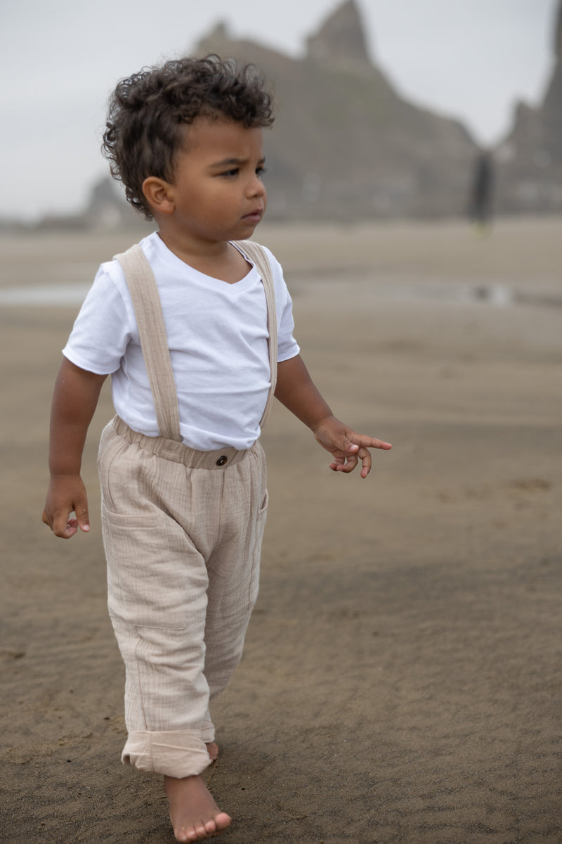 INDIE BLUE Boys Finn Pants (latte muslin)