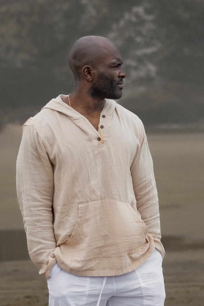 INDIE BLUE Mens Men's Knox Hoodie (latte muslin)