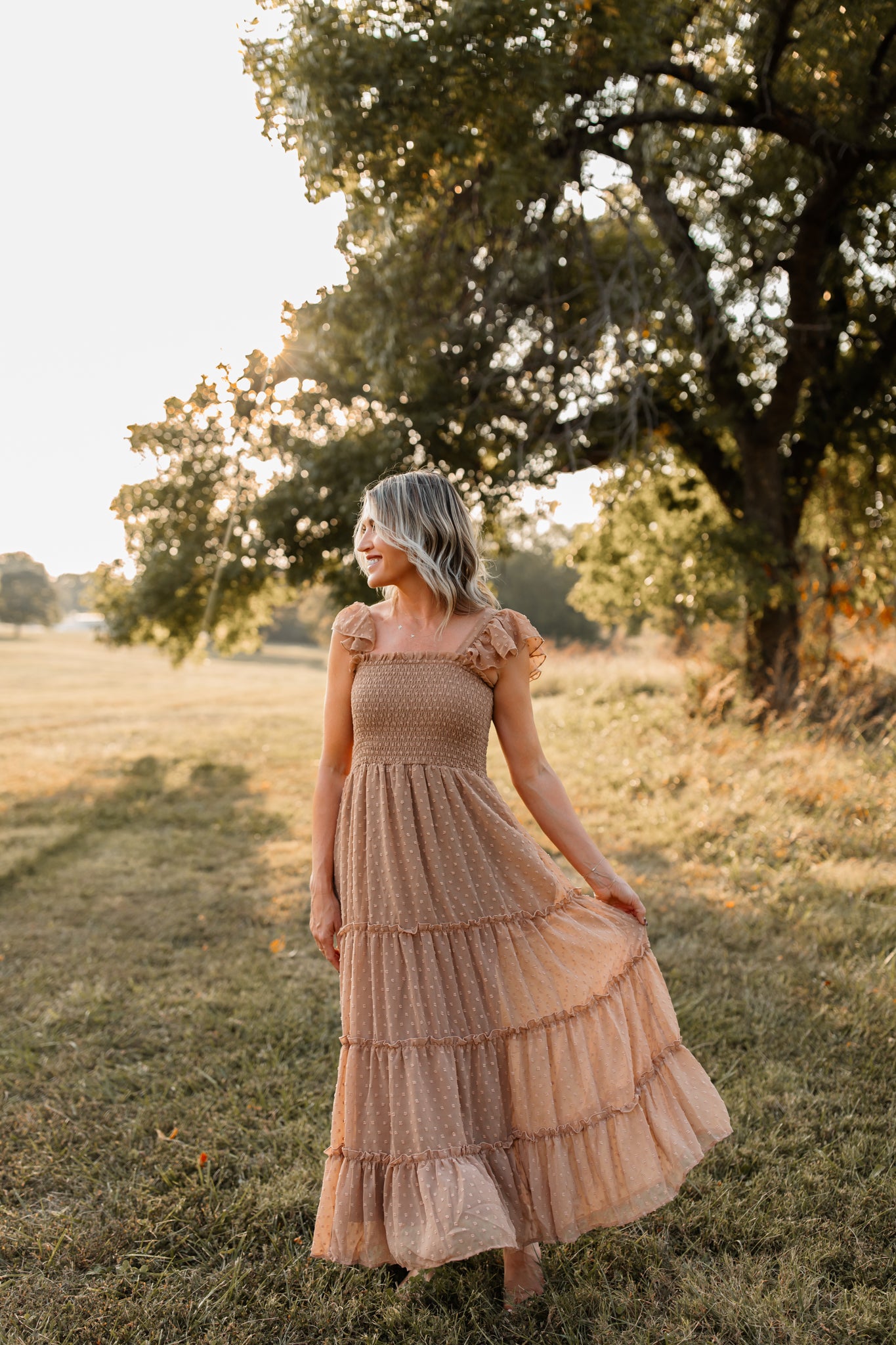 Women's Pia Dress (mocha swiss dot) – INDIE BLUE