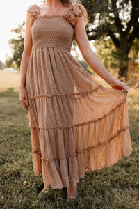INDIE BLUE Women Women's Pia Dress (mocha swiss dot)