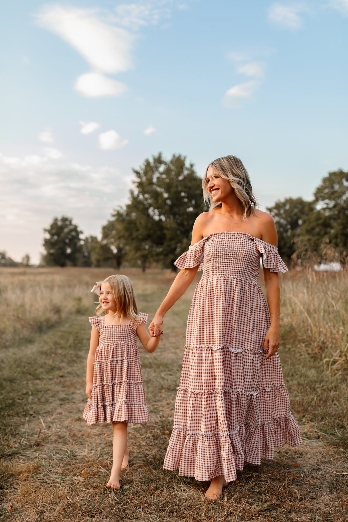 Women's Pia Dress (brown gingham) INDIE BLUE Women's Pia Dress (brown gingham) INDIE BLUE
