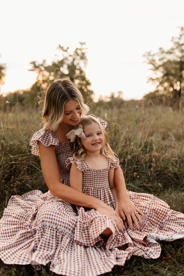 INDIE BLUE Women Women's Pia Dress (brown gingham)