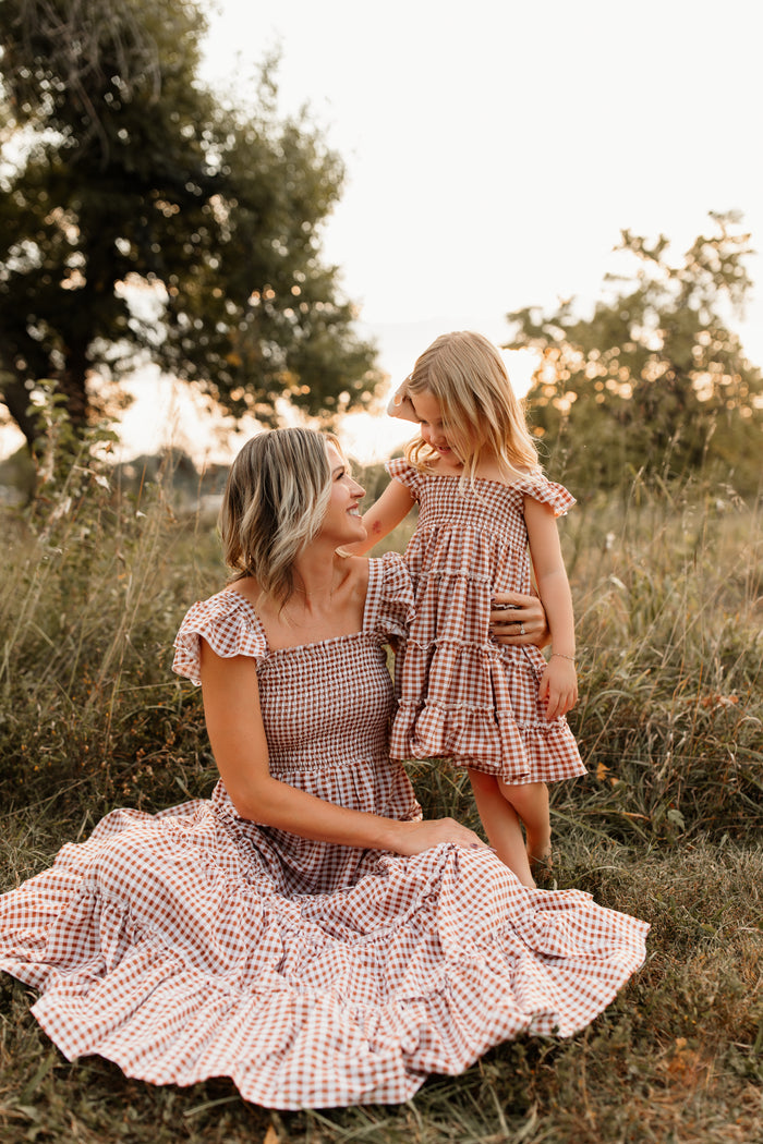 SS Girl's Dress Pia Dress (brown gingham)
