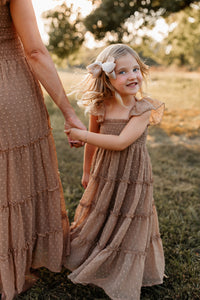 INDIE BLUE Dresses Pia Dress (mocha swiss dot)