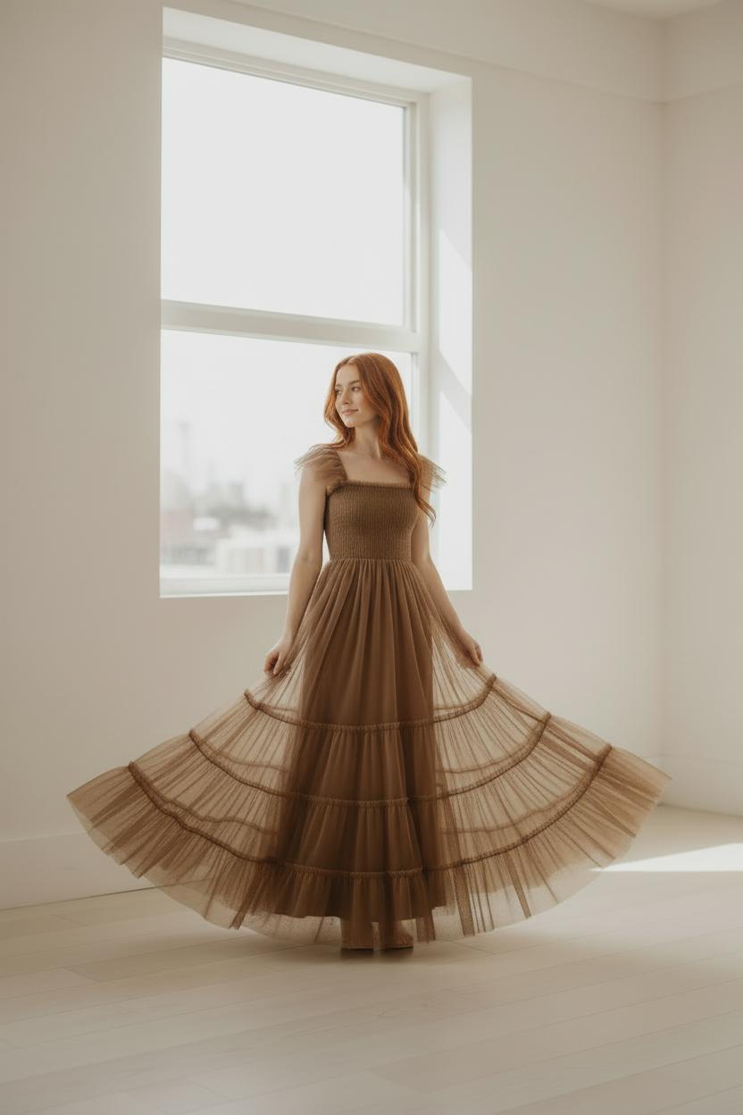 SS Women's Dress Women's Marabella Dress (mocha tulle)