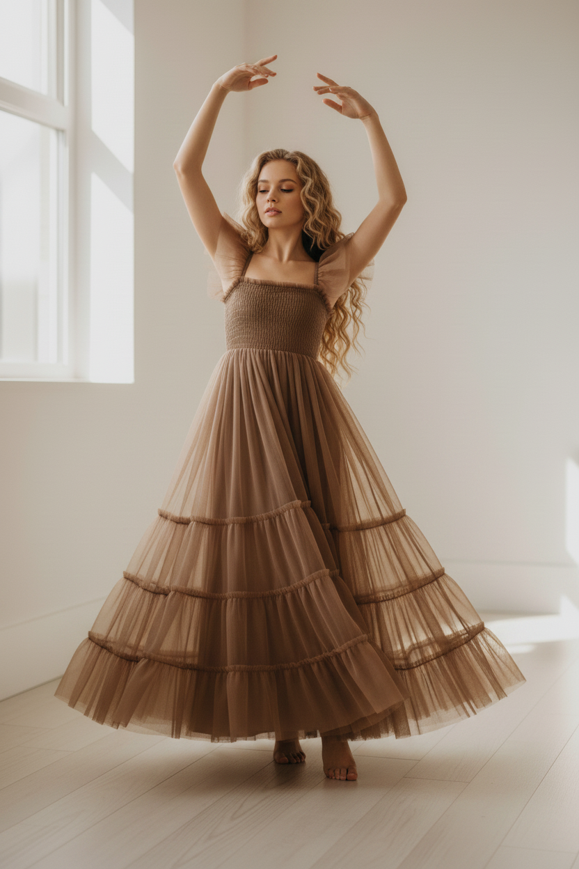 SS Women's Dress Women's Marabella Dress (mocha tulle)