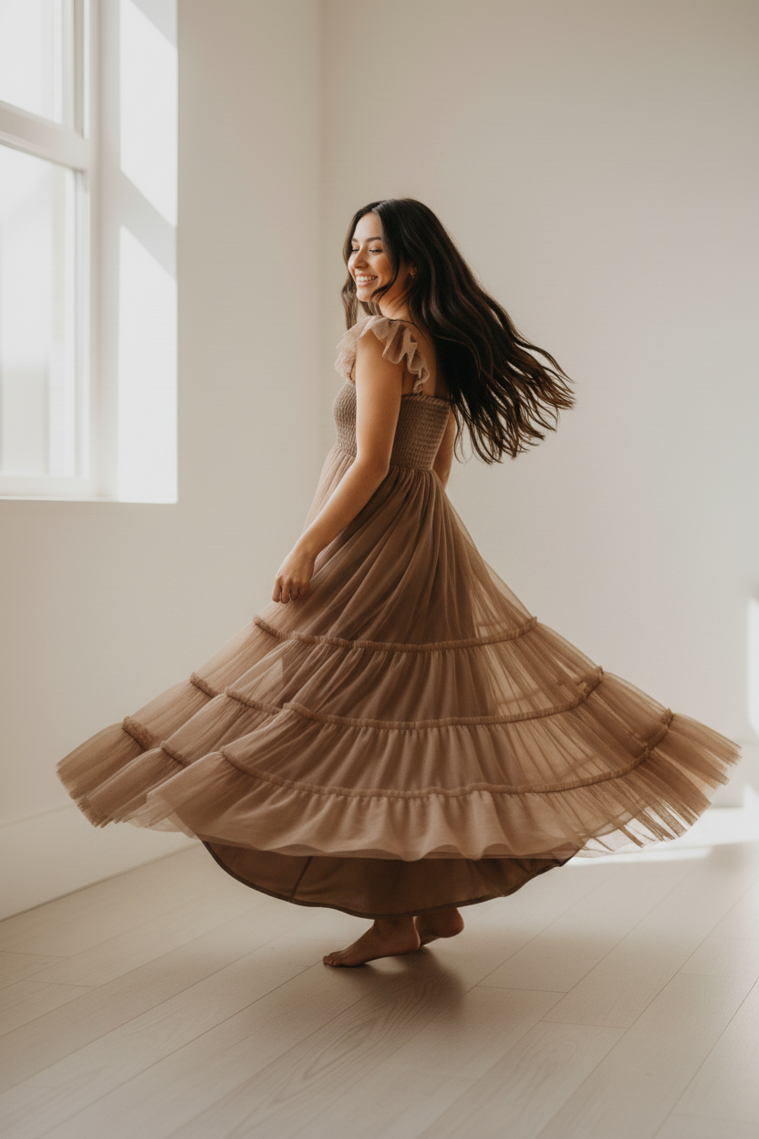 SS Women's Dress Women's Marabella Dress (mocha tulle)