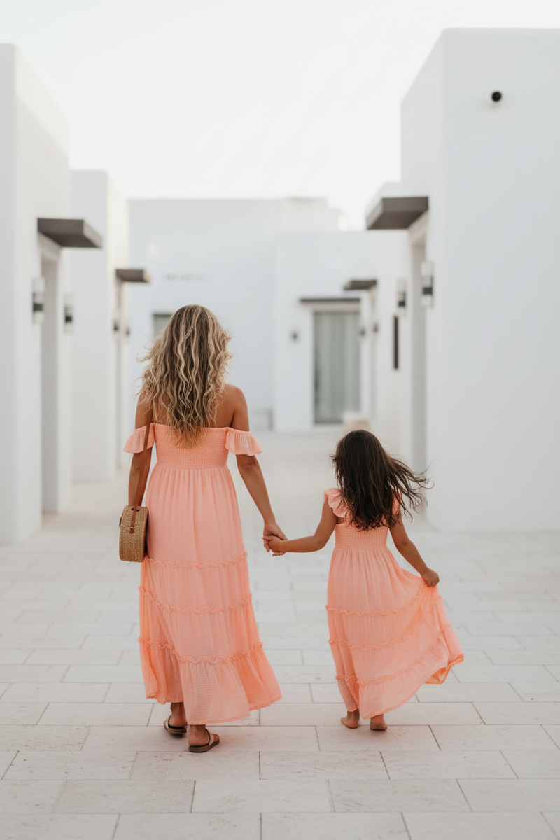 Marabella Dress (vibrant coral muslin) SUMMER SALE 3T