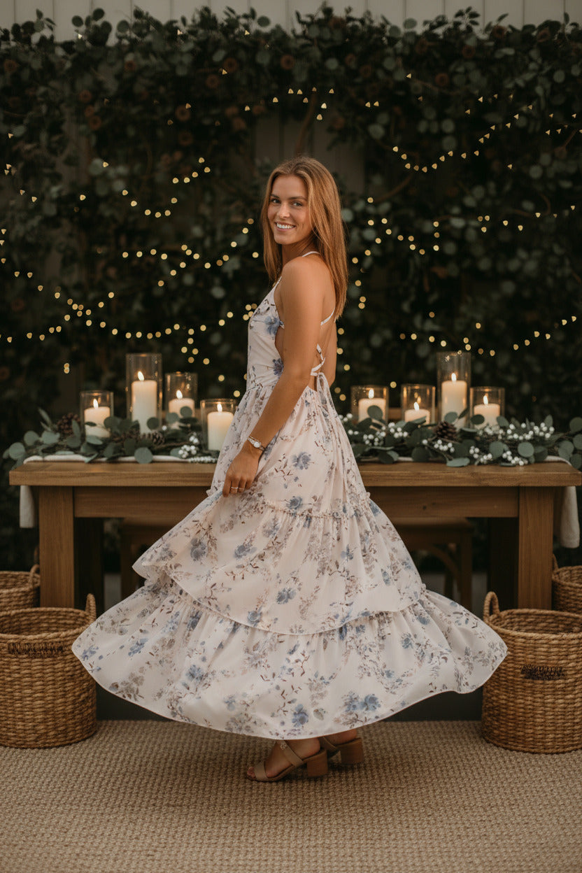 SS Women's Dress Women's Wendy Dress (floral blue chiffon)