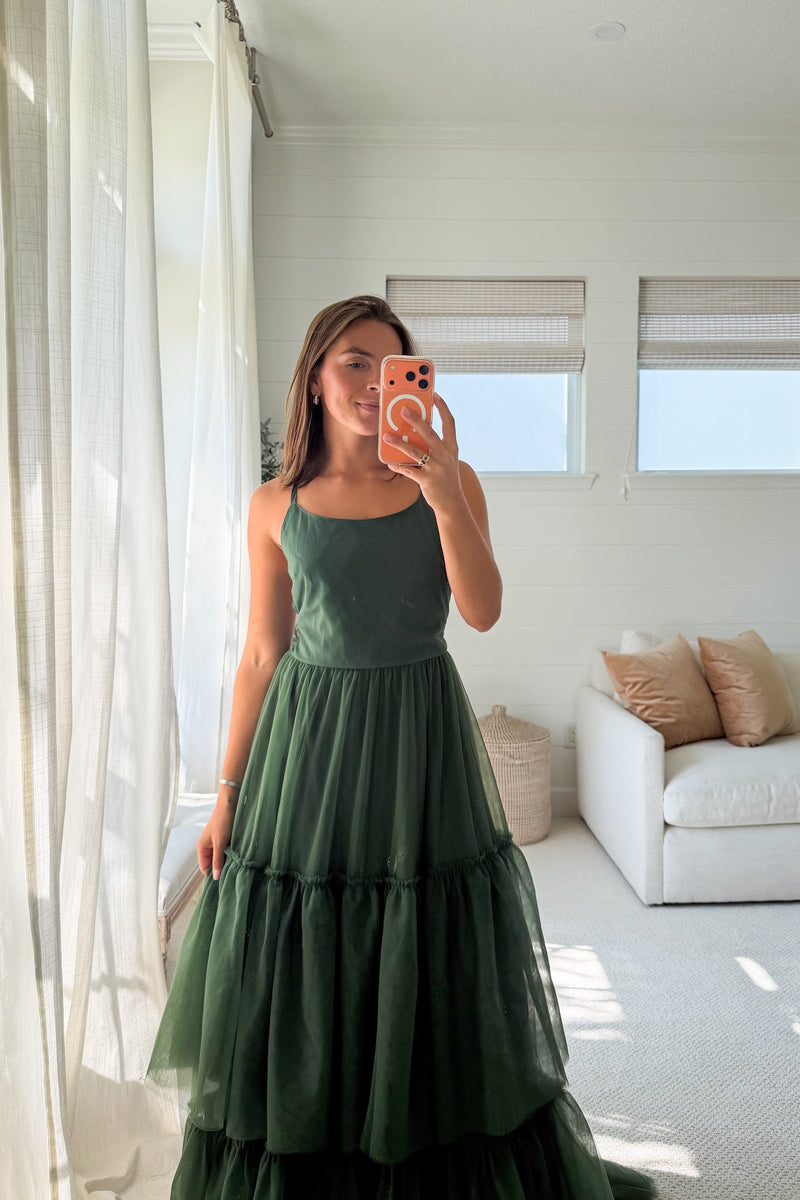 forest green ruffle dress Women's Wendy (forest tulle) S 2504 - RESORT 26