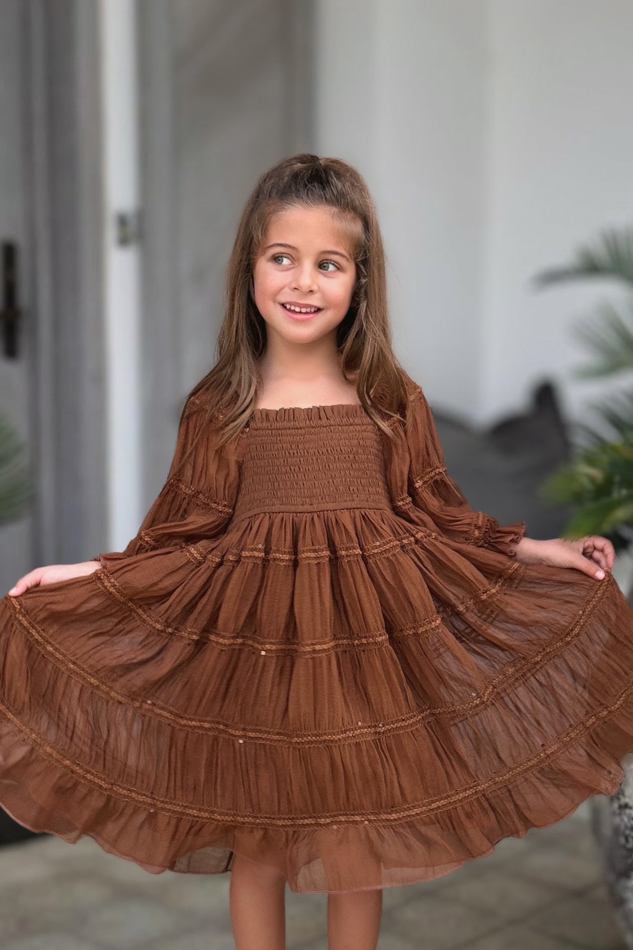 Karina Dress (mocha chiffon) – INDIE BLUE