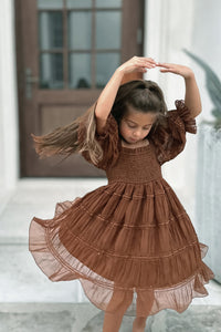 SS Girl's Dress Karina Dress (mocha chiffon)