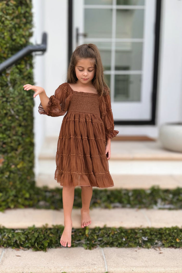 SS Girl's Dress Karina Dress (mocha chiffon)