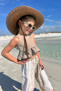 LB Girl's Swim Flutter Tankini Set (ash ribbed)