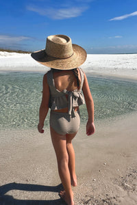 LB Girl's Swim Flutter Tankini Set (ash ribbed)