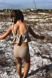 LB Girl's Swim Flutter Tankini Set (ash ribbed)