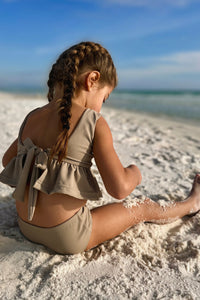 LB Girl's Swim Flutter Tankini Set (ash ribbed)