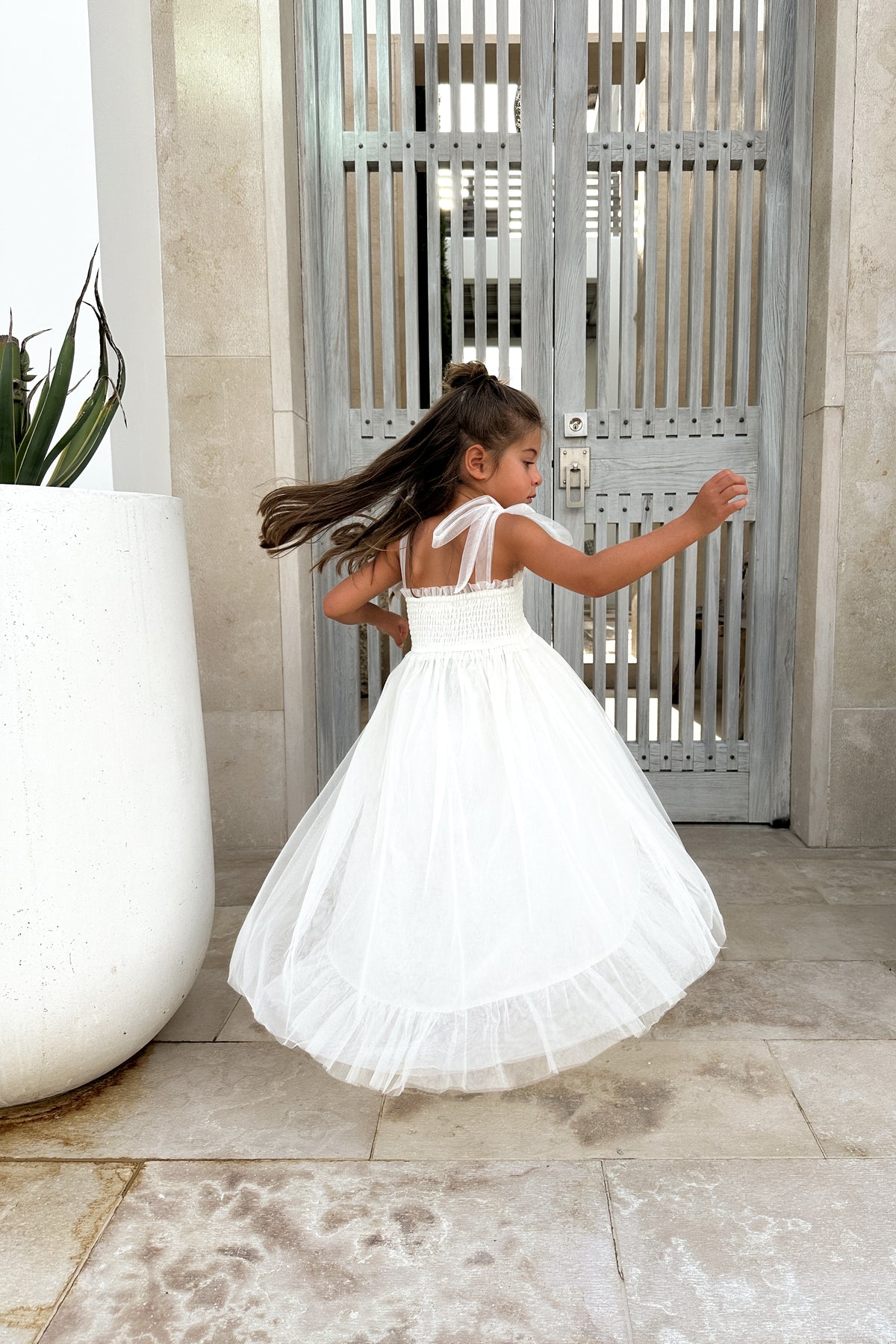 Isa High-Low Dress (antique ivory tulle)