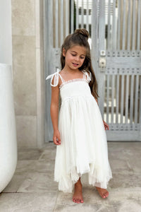 Isa High-Low Dress (antique ivory tulle)