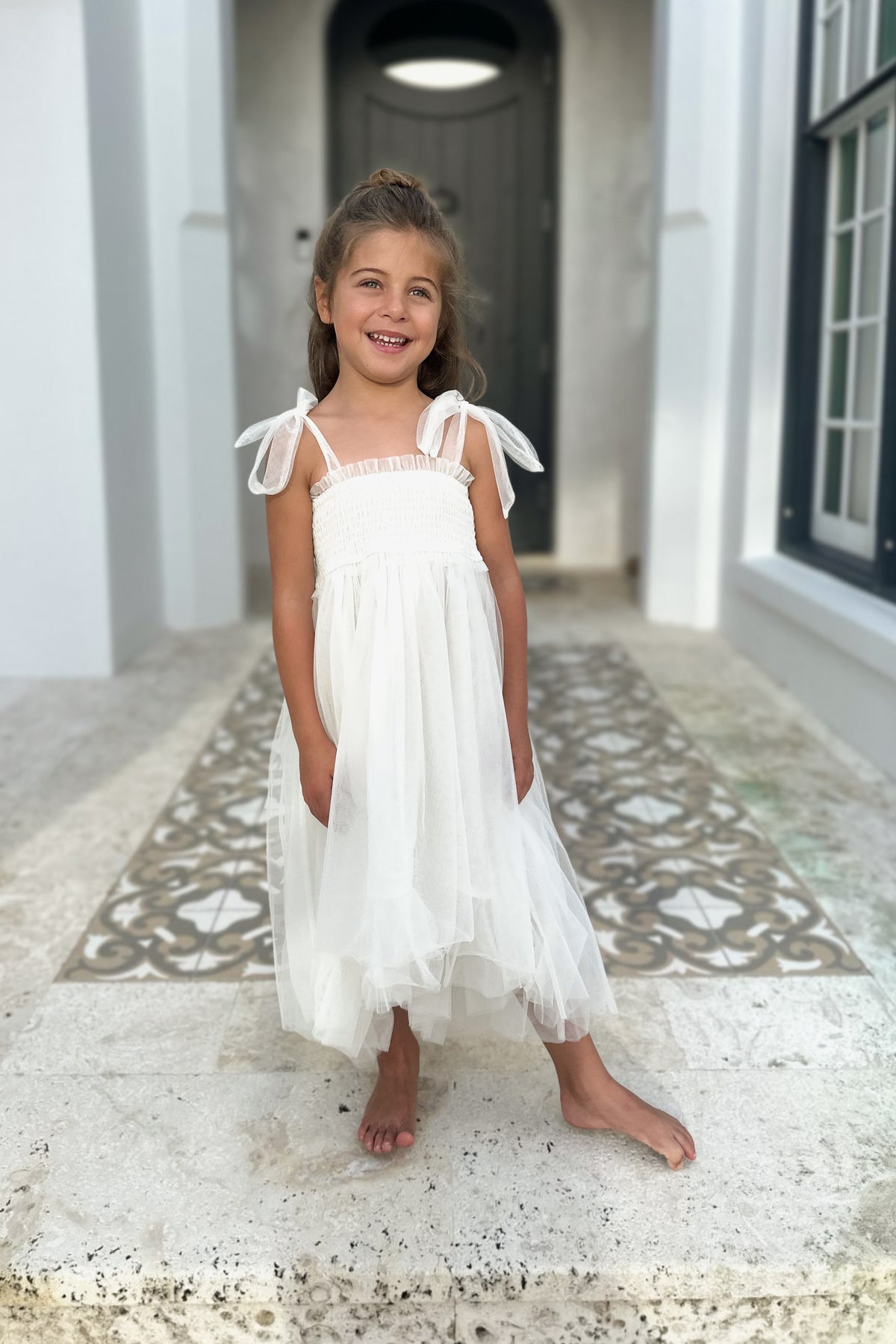 Isa High-Low Dress (antique ivory tulle)