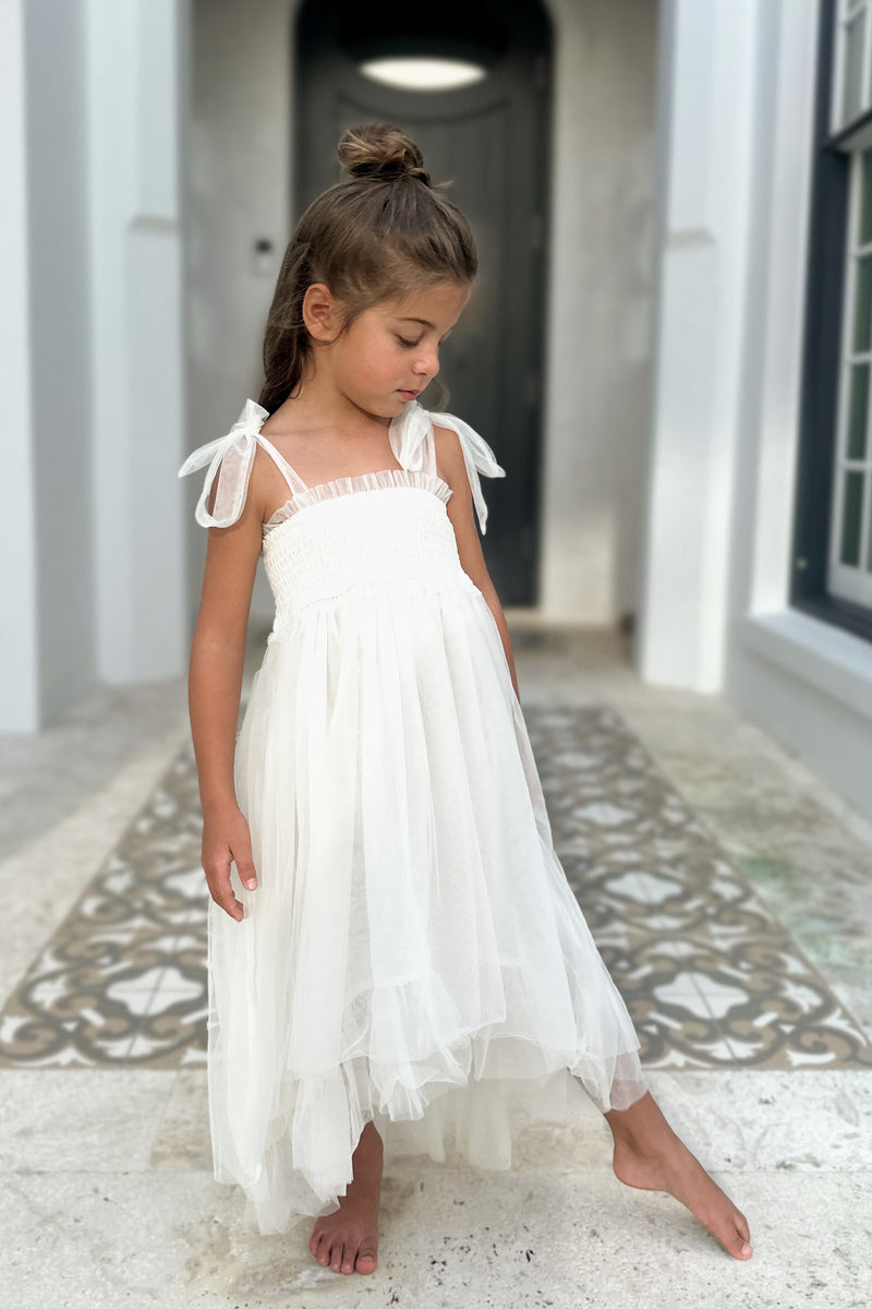 Isa High-Low Dress (antique ivory tulle)