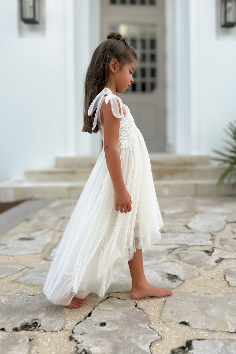 Isa High-Low Dress (antique ivory tulle)
