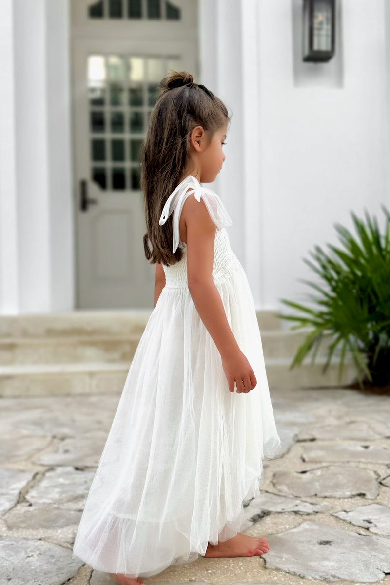 Isa High-Low Dress (antique ivory tulle)